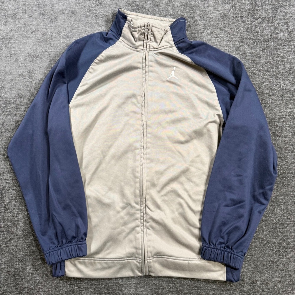 Jordan Brand Mens Full Zip Track Jacket Grey Navy Blue Jumpman Size L